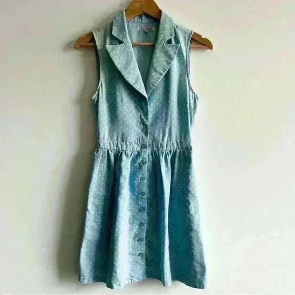 Vintage UO Lucca Couture Retro  Blue Polka Dot Cottagecore Midi Dress Small - Picture 1 of 14